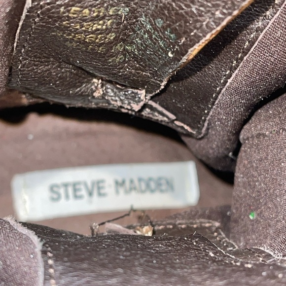 Steve Madden Ankle Boots 8 Brown Leather Distressed Slip On Buckle Straps Flaw - Picture 10 of 10
